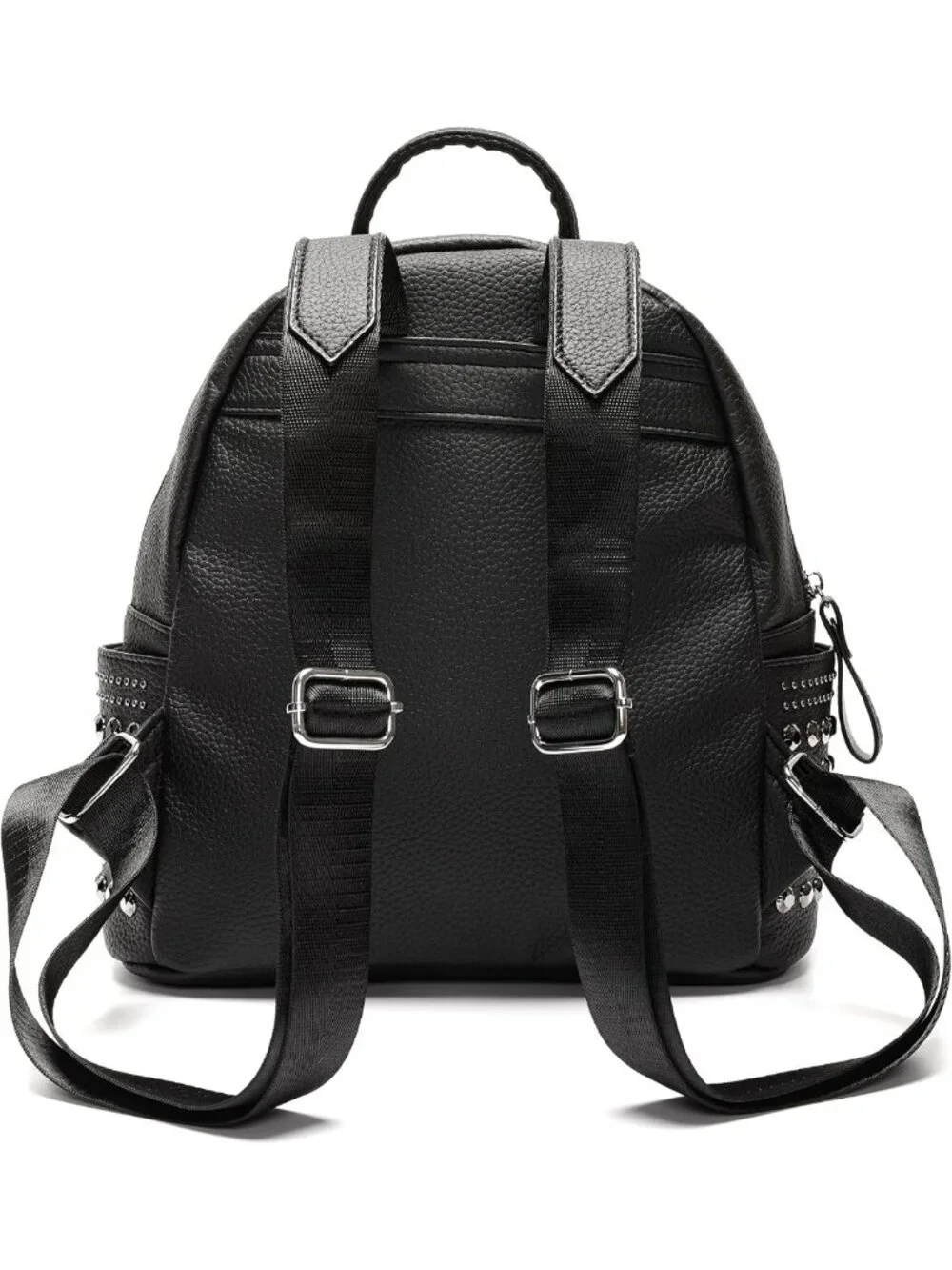 Stylish Black Faux Leather Studded Motorcycle Biker Backpack Purse - Gothic